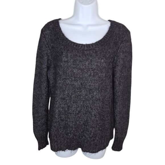 Eileen Fisher Black Gray Alpaca Mohair Blend Sweater Size Large - Picture 1 of 6